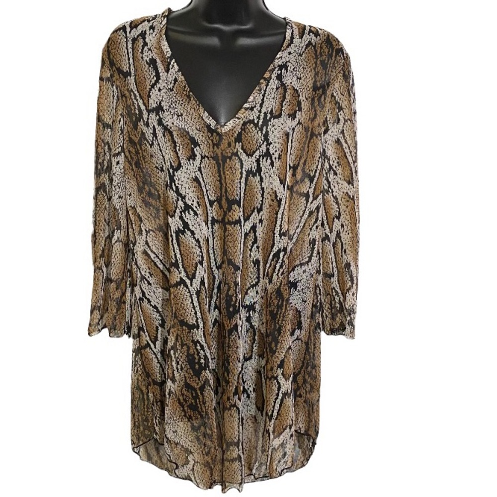 Jordan Taylor Swimsuit CoverUp Tunic Sheer Snake Print Women’s Size Small